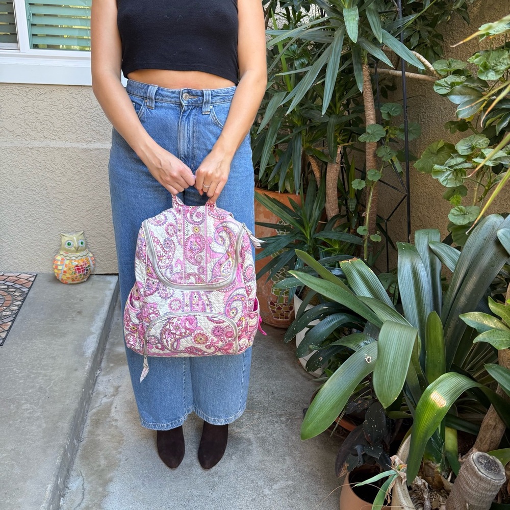 Vera Bradley Pink and Purple Paisley Large Backpack - Picture 6 of 15